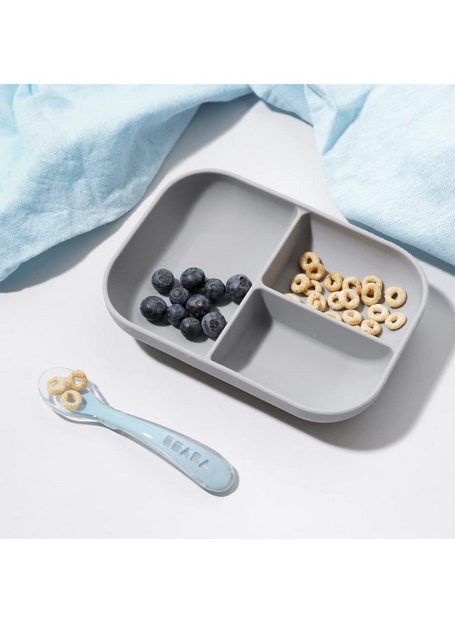 Silicone Suction Plates For Baby, Made With High Grade Food Safe Silicone, Toddler Plates, Toddler Dishes, Silicone Baby Plates With Suction Bottom, Incl. Plate & Silicone Spoon, Rose