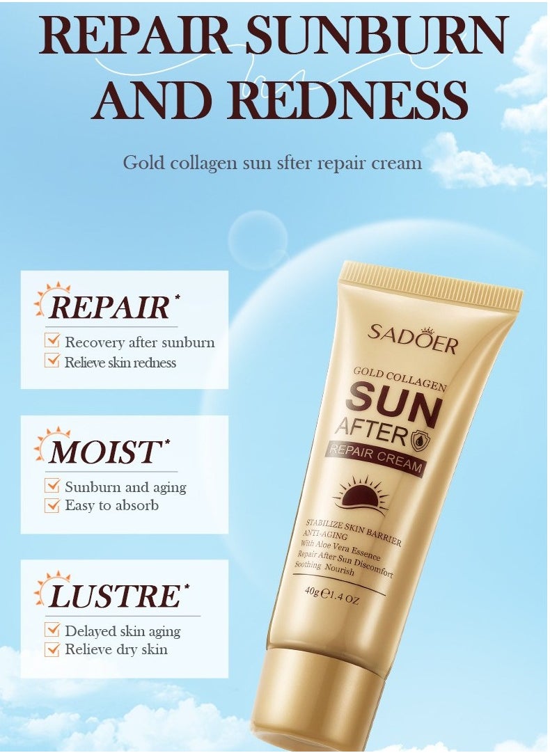 Gold Collagen SPF60+ Protection Kit,Sun Block30g+Repair Cream40g