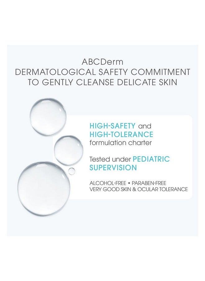 Abcderm H2O - Baby Skin Care - Micellar Cleansing Water For Babies And Kids, Blue, 33.8 Fl Oz