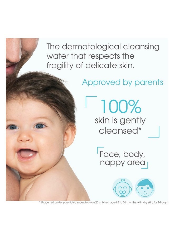 Abcderm H2O - Baby Skin Care - Micellar Cleansing Water For Babies And Kids, Blue, 33.8 Fl Oz