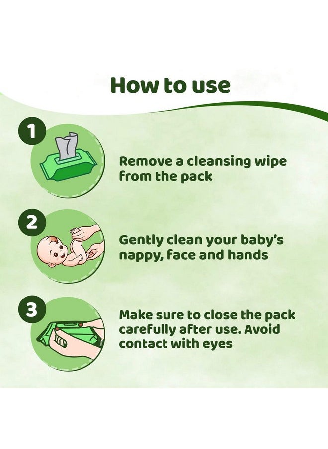 Soft Cleansing Baby Wipes, 72 Pieces/Pack (Pack Of 2 ) Fliptop Pack | Wet Wipes Ideal For Nappy, Face And Hands | Dermatologically Tested, No Phenoxyethanol, No Parabens, No Alcohol, Soap-Free
