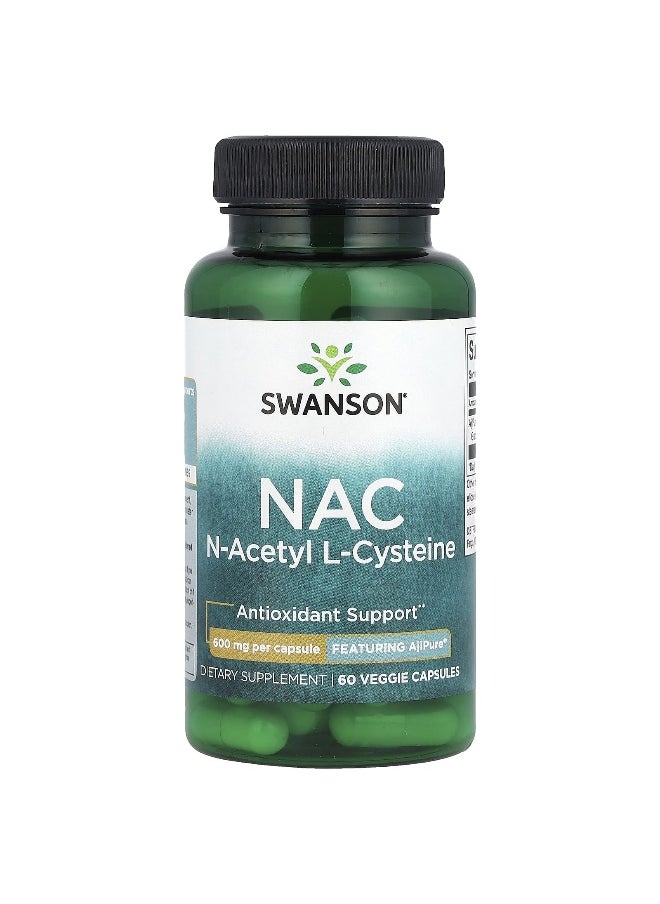 Swanson, NAC, N-Acetyl L-Cysteine, 600 mg, 60 Veggie Capsules