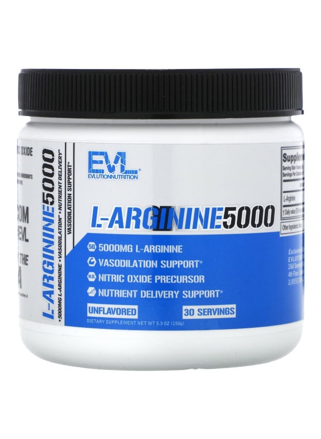 EVLution Nutrition, L-Arginine 5000, Unflavored, 5.3 oz (150 g)
