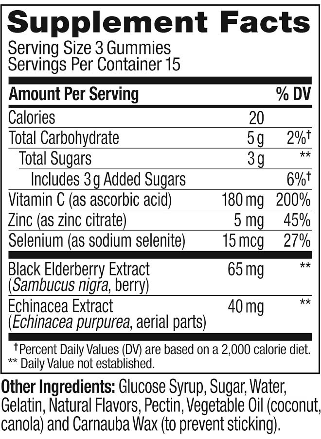 Olly Gummy Active Immunity+Elderberry, 45 Gummies (1 Pack), Berry Flavor