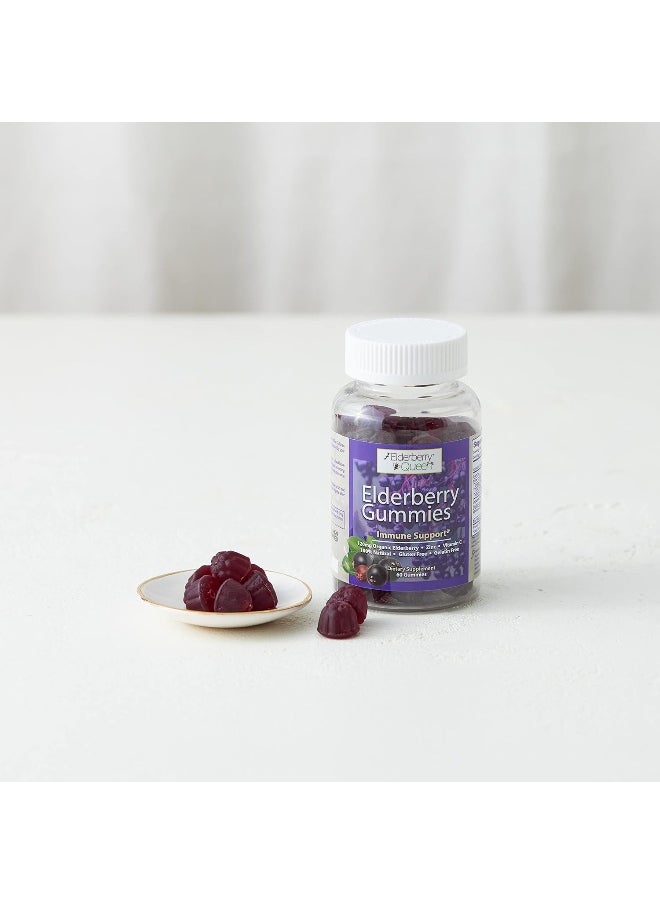 Elderberry Queen Organic Elderberry Gummies 60 ct - Immune Support Gummies with Vitamin C & Zinc - Elderberry Vitamin Gummies for Adults and Kids