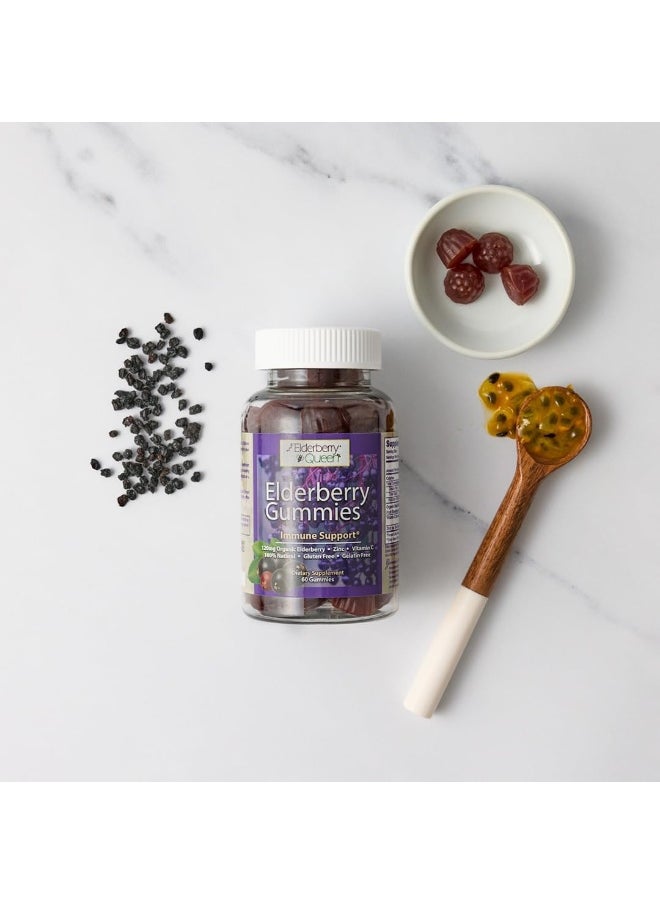 Elderberry Queen Organic Elderberry Gummies 60 ct - Immune Support Gummies with Vitamin C & Zinc - Elderberry Vitamin Gummies for Adults and Kids
