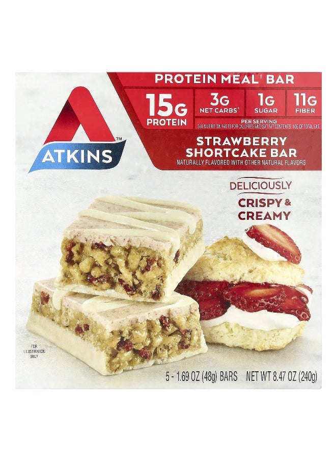 Atkins, Protein Meal Bar, Strawberry Shortcake, 5 Bars, 1.69 oz (48 g) Each