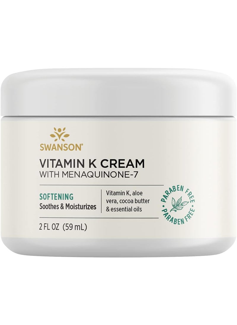 Swanson Vitamin K Cream with Menaquinone7 2 fl Ounce 59 ml Cream