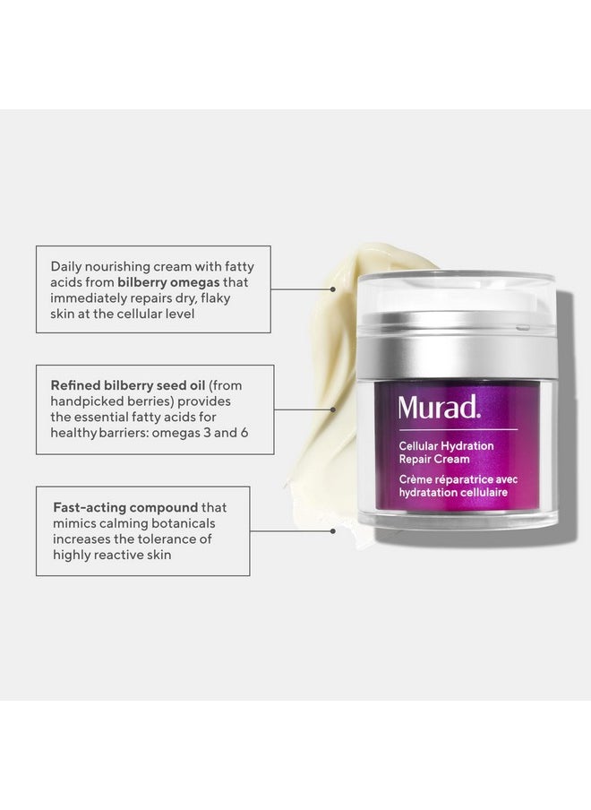 Murad Cellular Hydration Barrier Repair Cream - Nourishing Face Moisturizer Repairs Dry, Flaky Skin - Bilberry Omega Fatty Acids and Soothing Allantoin Restores Bounce & Radiance - 1.7 Fl Oz