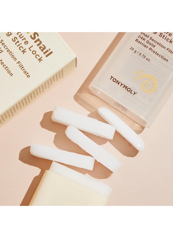 TONYMOLY 24K Snail Moisture Lock Slug Stick, with Snail Mucin & 24k Gold, All-in-one Multi Balm Stick for Hydration & Barrier Protection, 20 g.