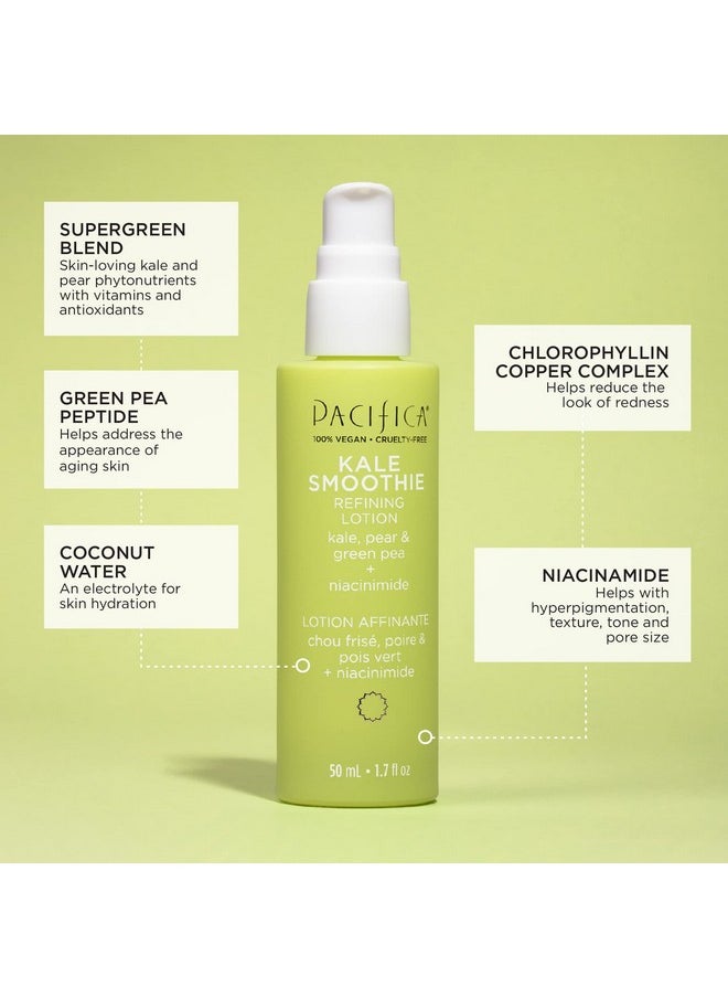 Pacifica Face Moisturizer - Kale Smoothie Face Lotion w/Niacinamide, Copper, Super Foods & Plant Extract - Reduces Pore Size & Redness, Improves Skin Texture Vegan & Cruelty-Free Dermatologist Tested