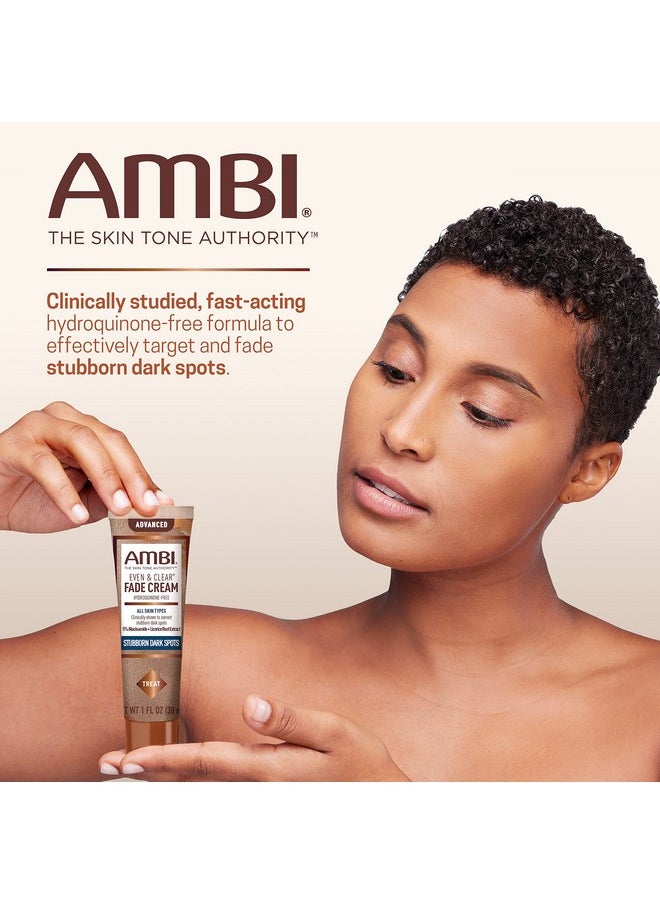 Ambi Even & Clear Advanced Fade Cream, Hydroquinone-free, Hyperpigmentation Treatment, Stubborn Dark Spot Corrector, Results In As Little As 2-3 Weeks, Niacinamide, Licorice Root Extract, PHA, 1 Fl Oz