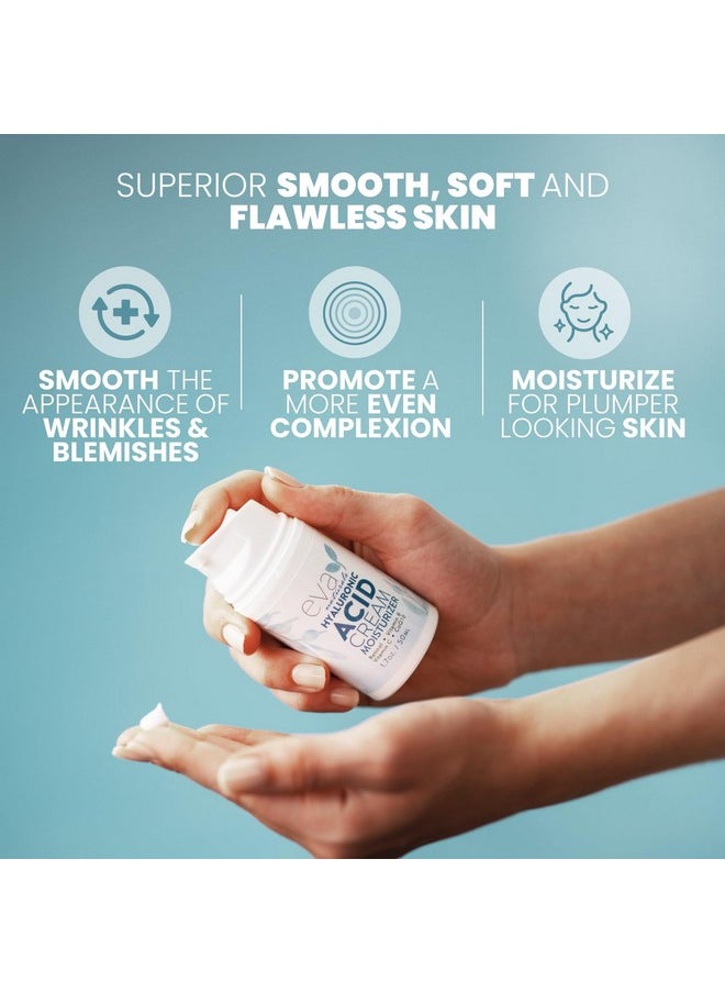 Eva Naturals Hydrating Face Cream with Hyaluronic Acid - Anti-Aging, Wrinkle Face Moisturizer for Women and Men, With Aloe Vera & Retinol For Face - Firming Day & Night Cream (1.7 Fl Oz)