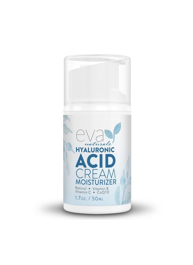 Eva Naturals Hydrating Face Cream with Hyaluronic Acid - Anti-Aging, Wrinkle Face Moisturizer for Women and Men, With Aloe Vera & Retinol For Face - Firming Day & Night Cream (1.7 Fl Oz)