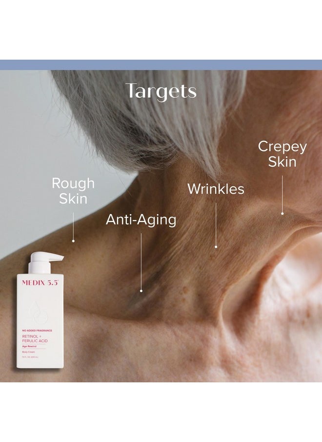 MEDIX Fragrance Free Firming Retinol Body Lotion + Brightening Vitamin C Cream 2pc Skin Care Set | Crepey Skin Care Treatment | Anti Aging Body Cream & Face Moisturizer For Crepe Skin & Dark Spots