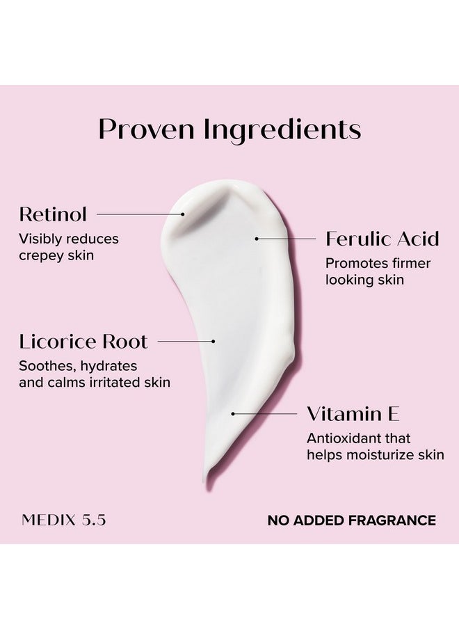 MEDIX Fragrance Free Firming Retinol Body Lotion + Brightening Vitamin C Cream 2pc Skin Care Set | Crepey Skin Care Treatment | Anti Aging Body Cream & Face Moisturizer For Crepe Skin & Dark Spots