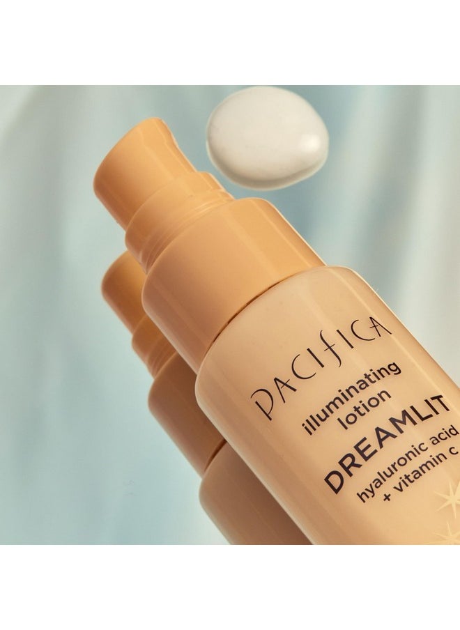 Pacifica Face Moisturizer - Dreamlit Illuminating Vitamin C Face Serum Lotion - Daily Moisturizing Face Cream -Hyaluronic Acid Serum for Face Dry & Dull Skin, Fragrance Free Vegan Dermatologist Tested