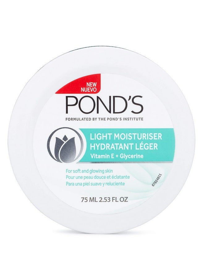 Pond's Light Moisturizer Cream, For Soft and Glowing Skin, Vitamin E, 3-Pack of 2.53 Fl Oz Each