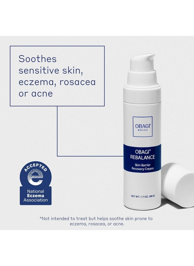Obagi Rebalance Skin Barrier Recovery Cream - Soothing Postbiotic Moisturizer Reduces Redness with Ceramides and Niacinamide - Suitable for Sensitive Skin with Eczema, Rosacea or Acne - 1.7 oz