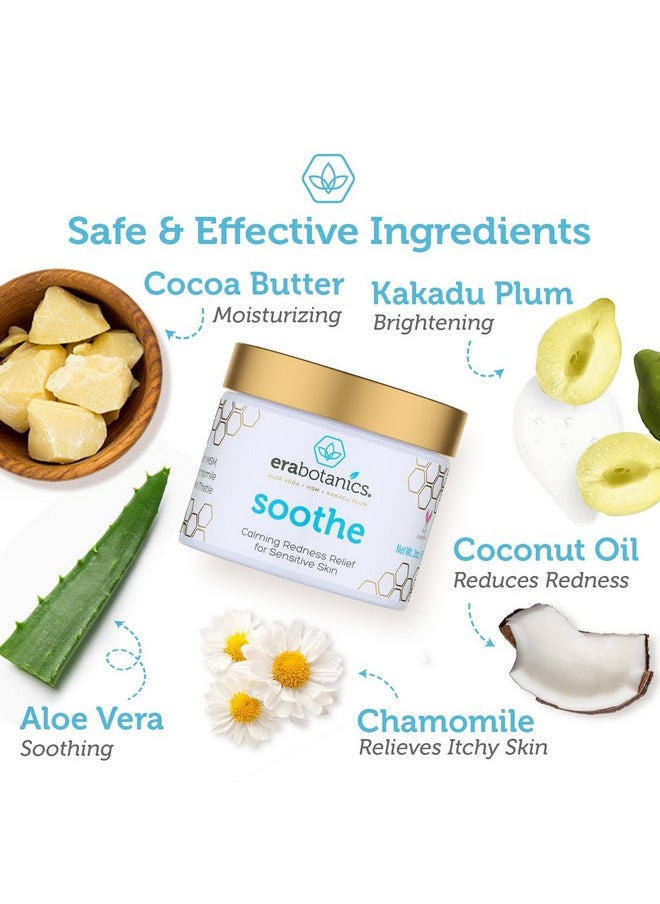 Era Organics Cream Redness Relief Moisturizer- Soothing Redness Relief for Face with Manuka Honey, MSM, Chamomile - Calming Moisturizer for Face - Redness Face Cream Made in USA