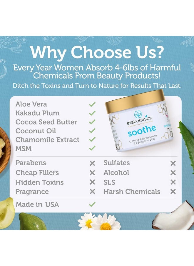 Era Organics Cream Redness Relief Moisturizer- Soothing Redness Relief for Face with Manuka Honey, MSM, Chamomile - Calming Moisturizer for Face - Redness Face Cream Made in USA