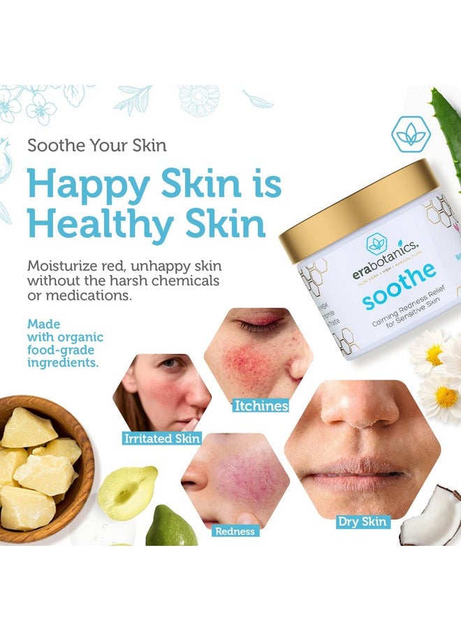 Era Organics Cream Redness Relief Moisturizer- Soothing Redness Relief for Face with Manuka Honey, MSM, Chamomile - Calming Moisturizer for Face - Redness Face Cream Made in USA