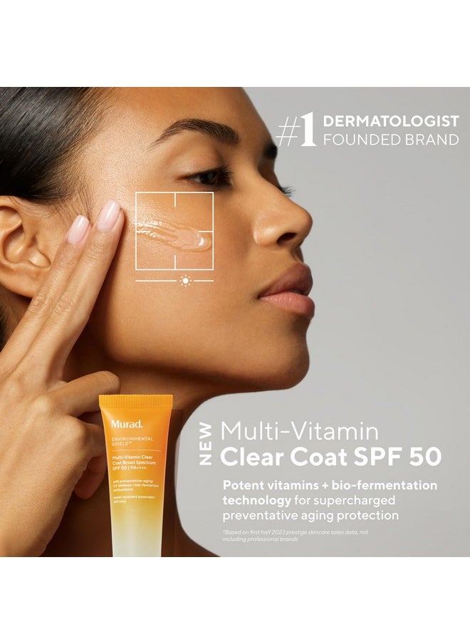 Murad Multi-Vitamin Clear Coat Sunscreen SPF 50 - Antioxidant-Rich Broad-Spectrum SPF with Vitamins C-F, Bio-Fermented Clary Sage & Chia Seed, Clear and Non-Comedogenic, For All Skin Types - 1.7 Fl Oz