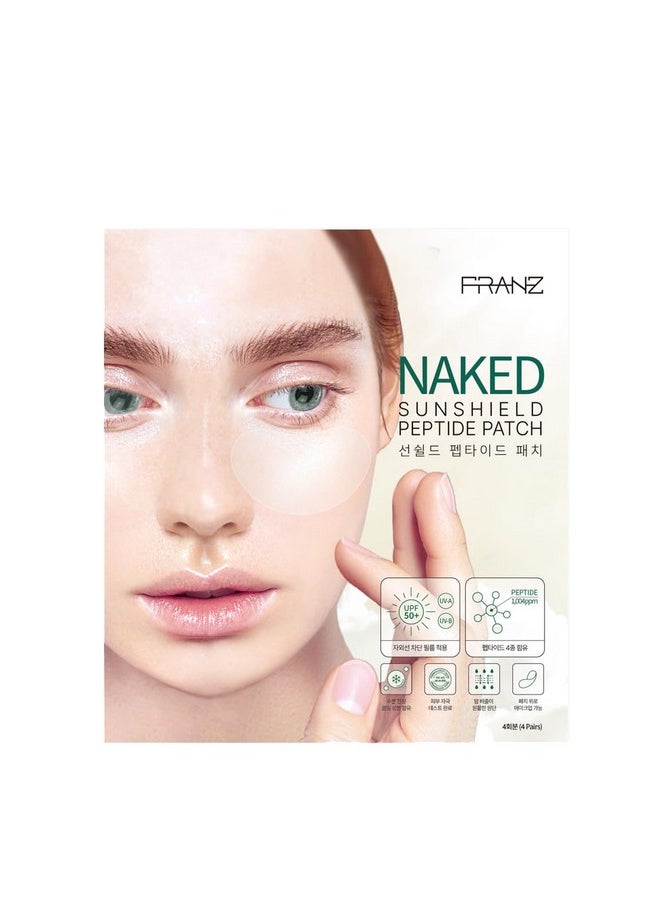 FRANZ UV Protection Peptide Sun Patches, Ultra-Thin Sunshield for Face, 4 Pairs (Regular Size), Anti-Aging & Skin Rejuvenation, Perfect for Outdoor Sports - Golf, Hiking, Driving, Korean Skincare