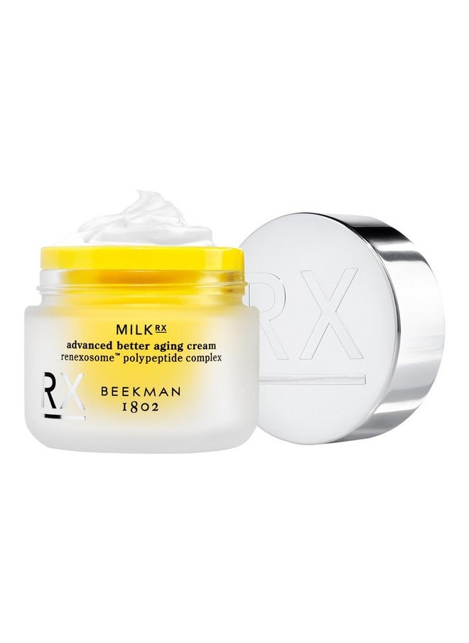 Beekman 1802 Milk RX Advanced Better Aging Face Cream - Goat Milk Protein Exosomes & Polypeptide Facial Moisturizer - Doctor Formulated for Collagen Boosting & Skin Firming - Fragrance Free