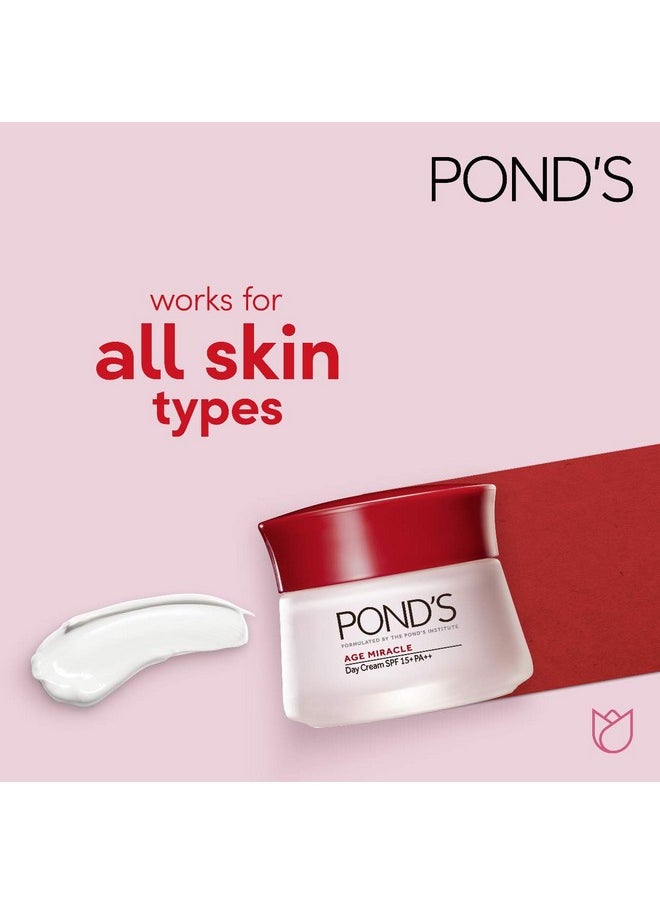 Ponds Age Miracle Day Cream, Anti Wrinkle Cream & Face Moisturizer with SPF 15, Use as a Daily Moisturizer for Face, 50 ML