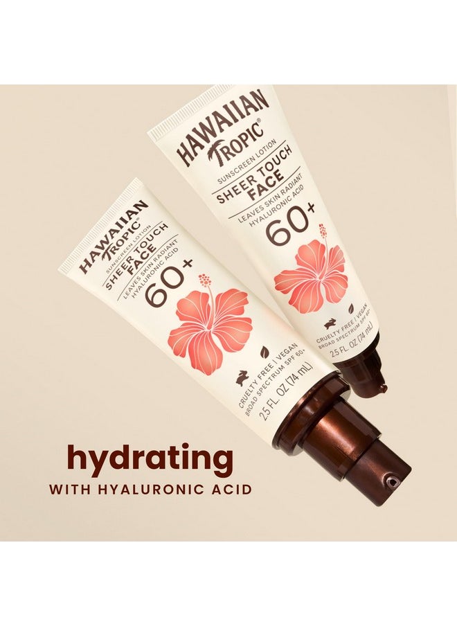 Hawaiian Tropic Sheer Touch Face Sunscreen Lotion SPF 60, 2.5oz | Sunscreen for Face, Hawaiian Tropic Sunscreen, Travel Size Sunscreen Face, Facial Sunscreen, Face Sunblock, 2.5oz