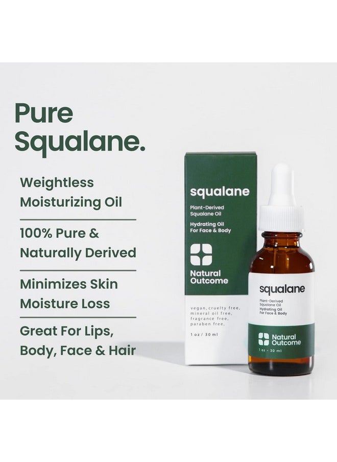 natural outcome Pure Squalane Oil l 100% Plant Derived Squalane Oil for Face, Body, Hair & Lips I Weightless Moisturizing Oil Firms Skin, Reduces Fine Lines & Enhances Skin Elasticity I 1 oz