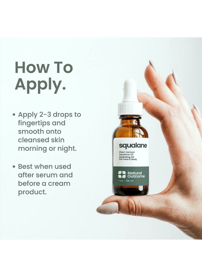 natural outcome Pure Squalane Oil l 100% Plant Derived Squalane Oil for Face, Body, Hair & Lips I Weightless Moisturizing Oil Firms Skin, Reduces Fine Lines & Enhances Skin Elasticity I 1 oz