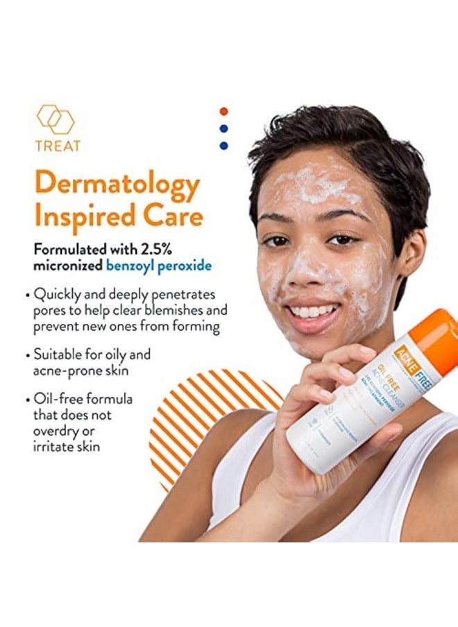 AcneFree Acne Free Oil-Free Cleanser, Benzoyl Peroxide 2.5% with Glycolic Acid to Prevent and Treat Breakouts Unscented, 8 Fl Oz