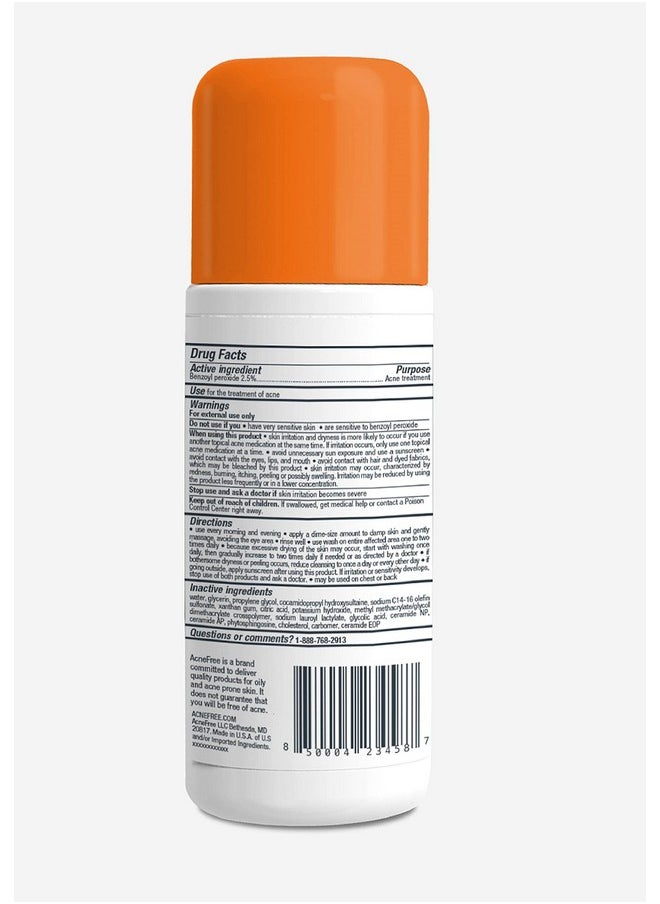 AcneFree Acne Free Oil-Free Cleanser, Benzoyl Peroxide 2.5% with Glycolic Acid to Prevent and Treat Breakouts Unscented, 8 Fl Oz