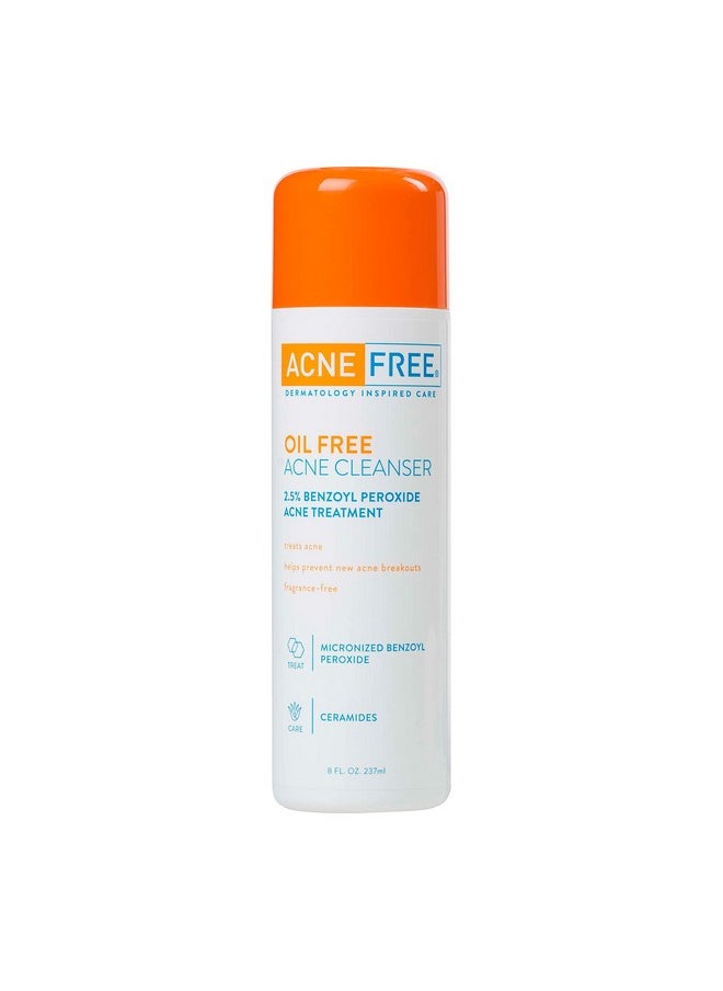AcneFree Acne Free Oil-Free Cleanser, Benzoyl Peroxide 2.5% with Glycolic Acid to Prevent and Treat Breakouts Unscented, 8 Fl Oz
