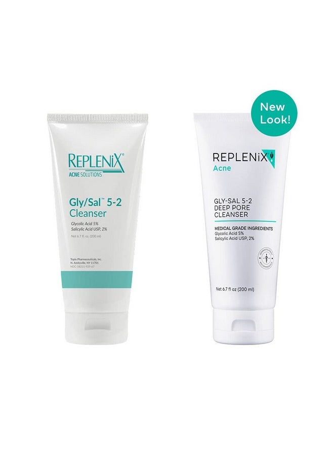 Replenix Gly-Sal 5-2 Deep Pore Facial Cleanser, Medical-Grade 5% Glycolic & 2% Salicylic Acid Oil-Free Face Wash for Acne-Prone Skin (6.7 fl. oz)