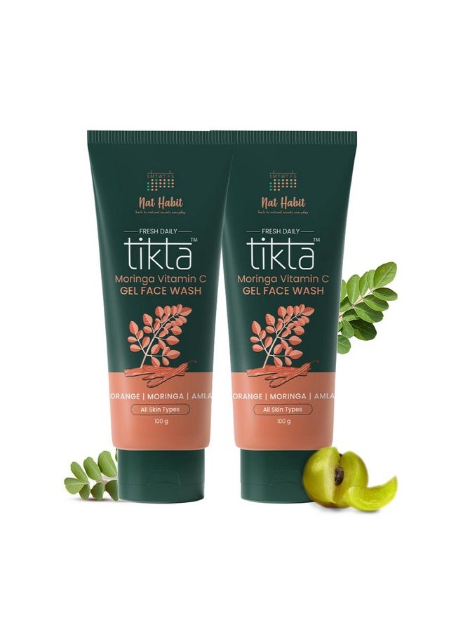 Nat Habit Moringa Vitamin-C Gel Face Wash For Acne, Pimple And Oil Control With Glowing Skin, Paraben & Sulphate Free Face Cleanser For Men & Women (Pack of 2 X 100 g)