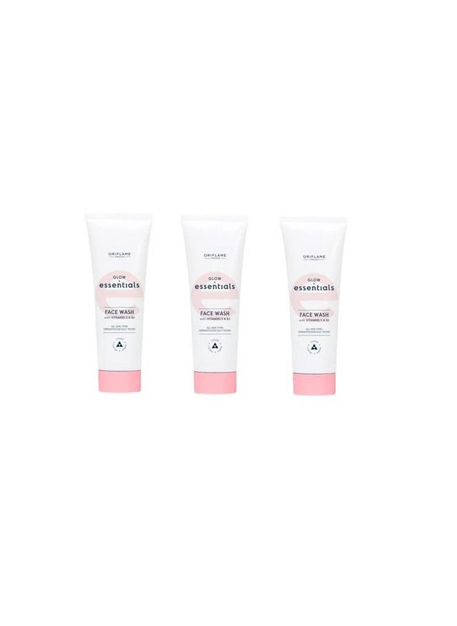 Glow Essentials Face Wash with Vitamins E & B3 - Pack of 3