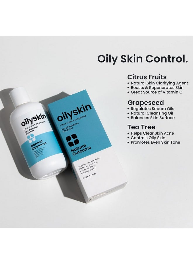 natural outcome Oily Skin Cleanser | Oil Control Daily Face Wash | Pore Hydrating Non-Greasy Cleansing Gel with Purifying Citrus Extracts for Oily Skin Types | Sulfate & Cruelty Free | 8 oz