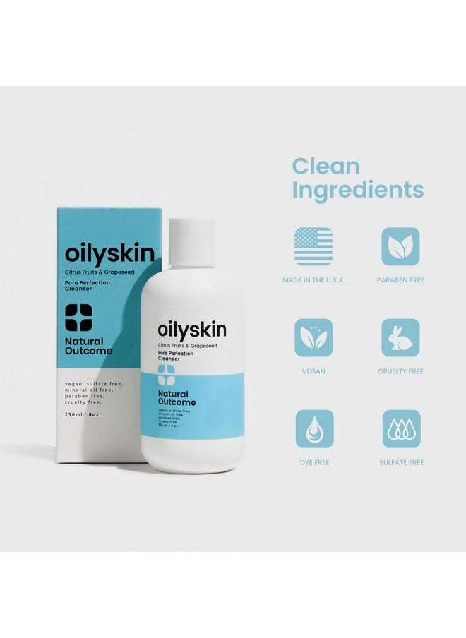 natural outcome Oily Skin Cleanser | Oil Control Daily Face Wash | Pore Hydrating Non-Greasy Cleansing Gel with Purifying Citrus Extracts for Oily Skin Types | Sulfate & Cruelty Free | 8 oz