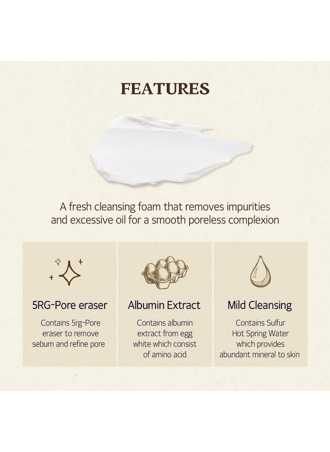 SKINFOOD Egg Perfect Pore Cleansing Foam 150ml - Egg Yolk, Albumin Contained Pore Refining Facial Foam Cleanser - Removes Impurities from Pores (5.07 fl.oz.)