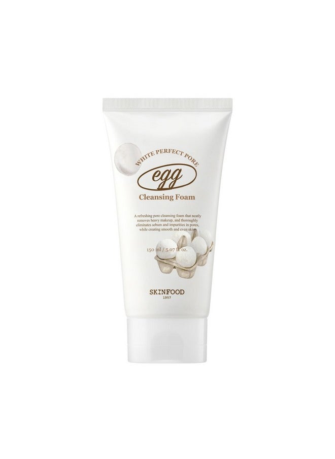 SKINFOOD Egg Perfect Pore Cleansing Foam 150ml - Egg Yolk, Albumin Contained Pore Refining Facial Foam Cleanser - Removes Impurities from Pores (5.07 fl.oz.)