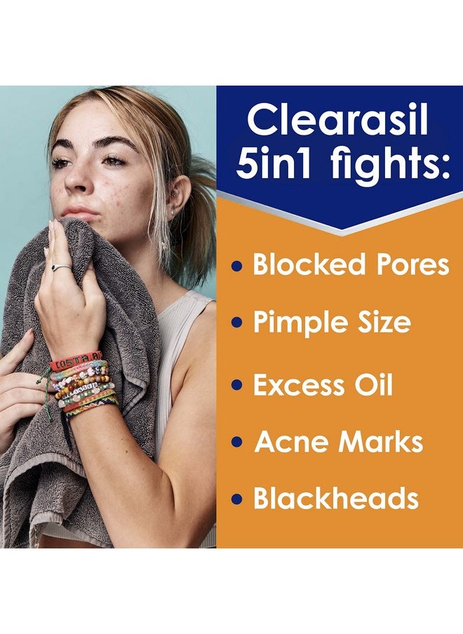 Clearasil Stubborn Acne Control 5in1 Exfoliating Wash, Maximum Strenght with 2% Salicylic Acid Acne Treatment Medicine, Daily Acne Facial Cleanser 6.78 fl oz
