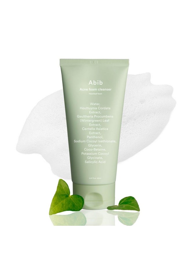 Abib Acne Foam Cleanser Heartleaf Foam 5.07 fl oz / 150 ml | Korean Mild Acidic Daily Face Wash for Acne-Prone Skin, Hydrating & Soothing with Panthenol B5, Deep Cleansing for Sensitive Skin, K-Beauty
