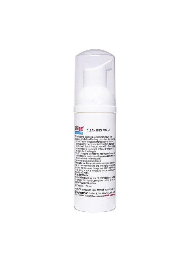 Clear Face Cleansing Foam For Acne Prone Skin, Ph 5.5 I Combats Pimples & Blackheads, Gentle & Effective Deep Pore Cleansing, Best For Men & Women L Oil Free L Non Drying, 50 Ml