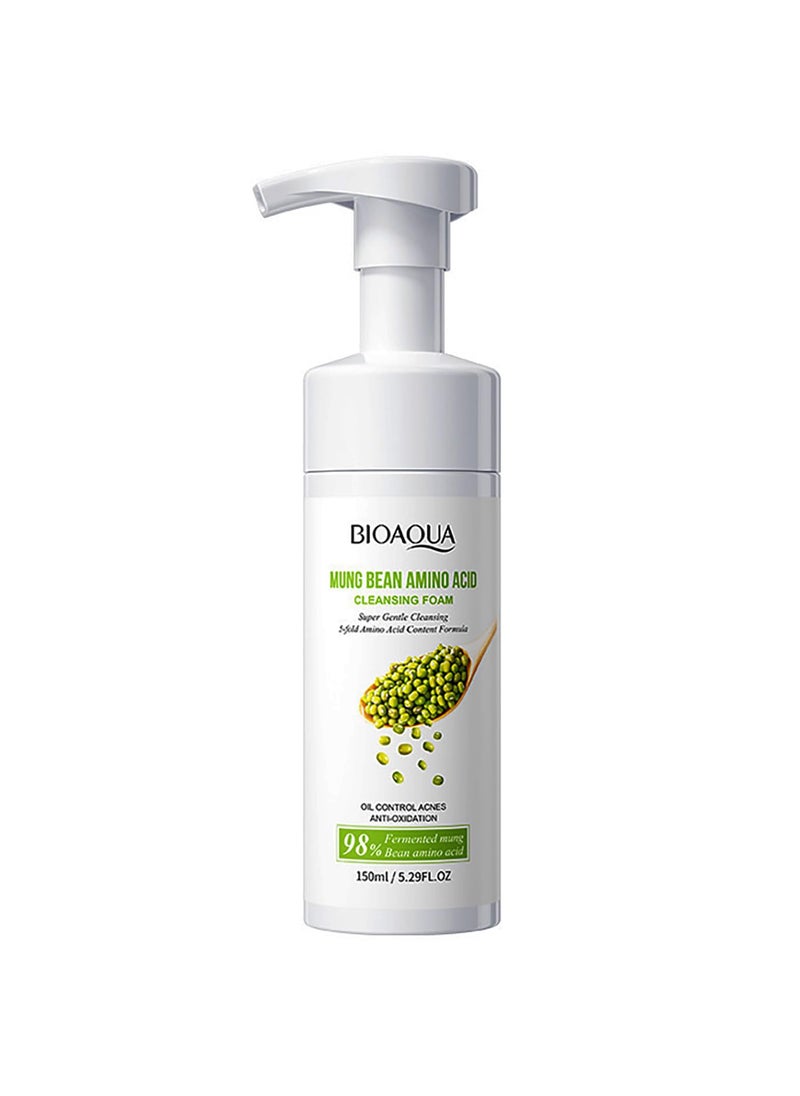 BIOAQUA 98 Mung Bean Amino Acid Facial Cleansing Foam Oil Control AntiOxidation Face Cleanser 150ml 529floz