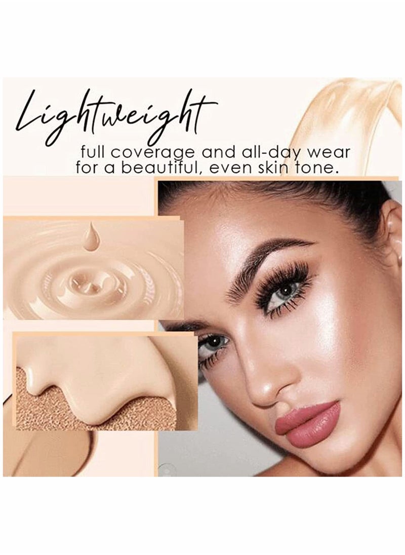Butterfly Cushion BB Cream, Air Cushion CC Cream, Moisturizing Concealer Makeup Base Primer BB Liquid Foundation, Easy to use (Lvory White+Natural Skin Color)