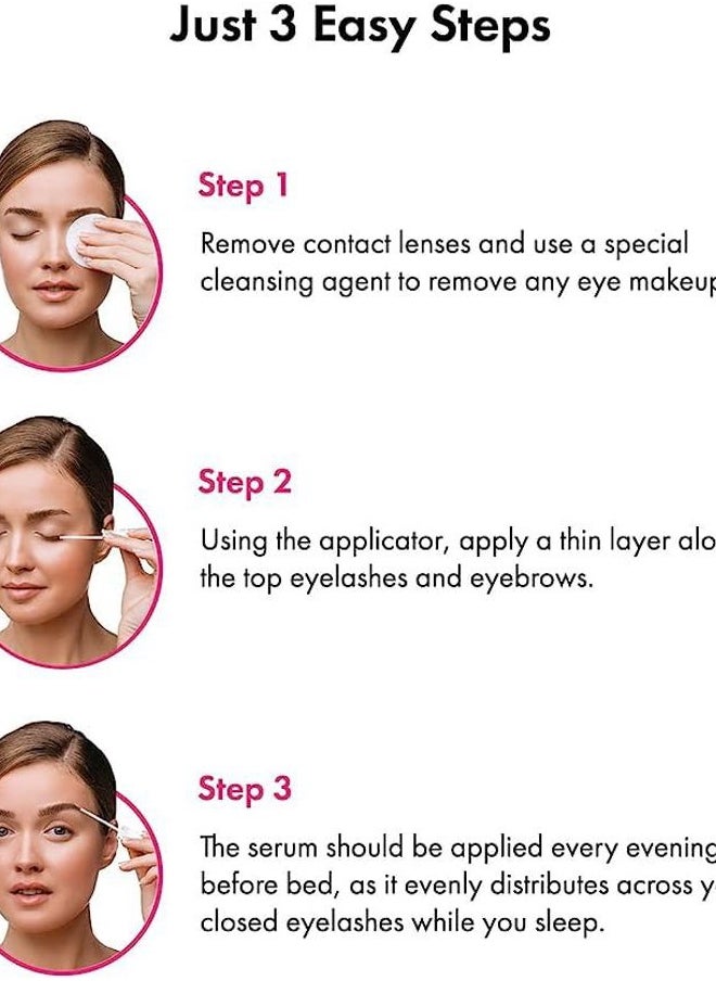 TOPLASH Eyelash Growth Serum - Innovative Formula for Longer, Thicker, Fuller Brows & Lashes - Natural, Cruelty-Free & Hypoallergenic - 0.10 fl.oz.