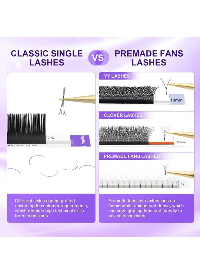 5 Trays Eyelash Extensions Individual Lashes 0.05mm C curl 11/12/13/14/15mm in 1 pack Classic Soft Natural Professional Faux Mink 16 rows